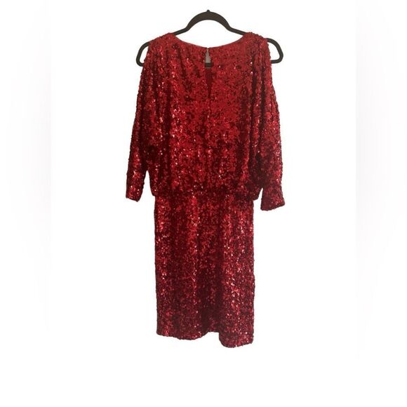 NTW Boston Proper Red Sequin Cold-Shoulder Party Dress size 6 - Picture 1 of 10